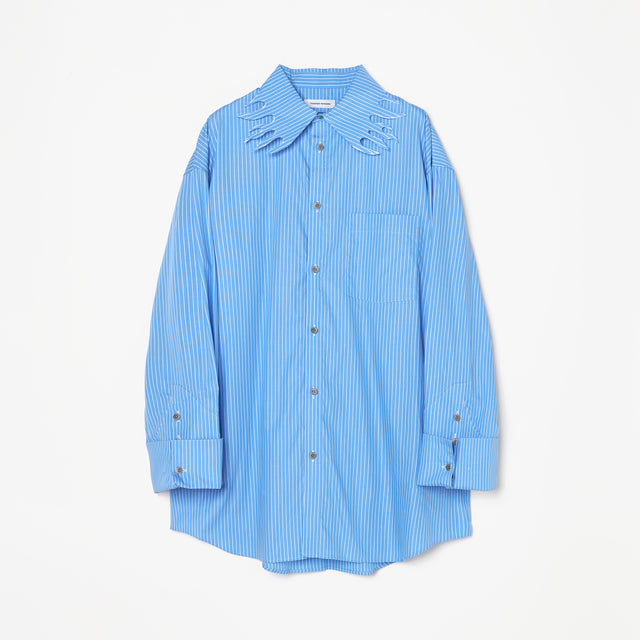 FLAME COLLAR STRIPE SHIRT / BLUE
