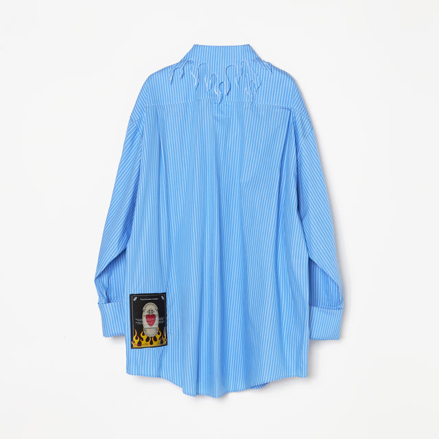 FLAME COLLAR STRIPE SHIRT / BLUE