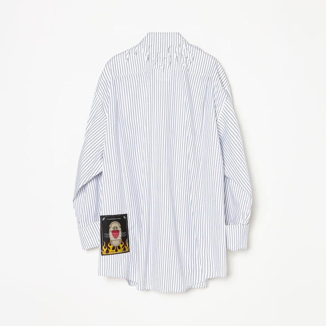 FLAME COLLAR STRIPE SHIRT / WHITE