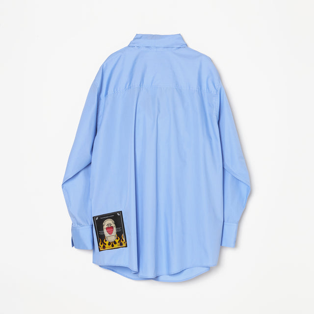 FRONT RIBON SHIRT / BLUE