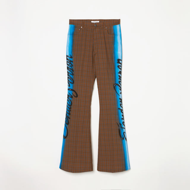 AIRBRUSEHED FLARE PANTS / CHECK