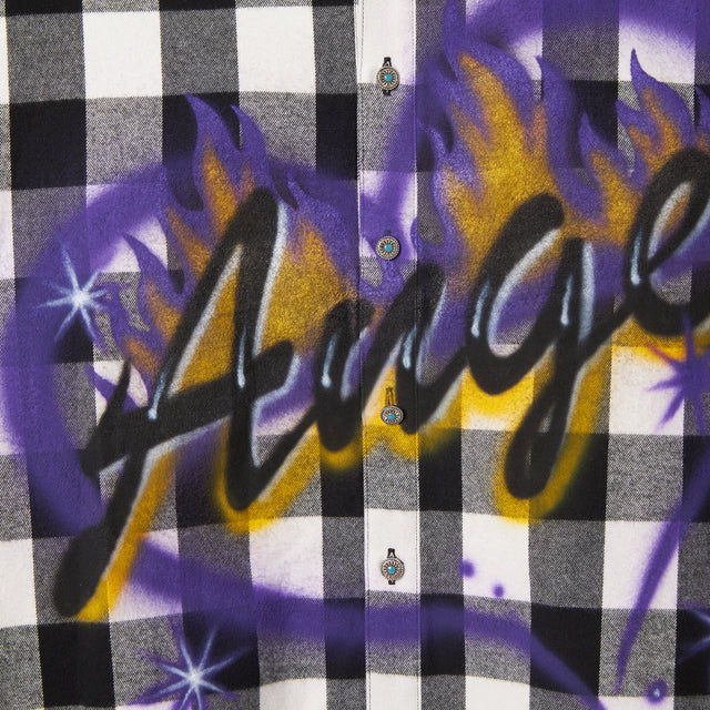 ANGEL AIRBRUSHED CHECK SHIRT / YELLOW