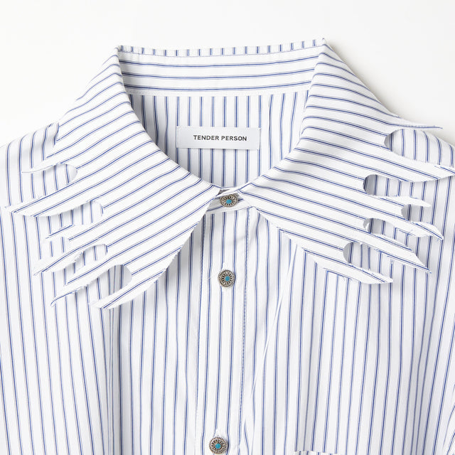 FLAME COLLAR STRIPE SHIRT / WHITE
