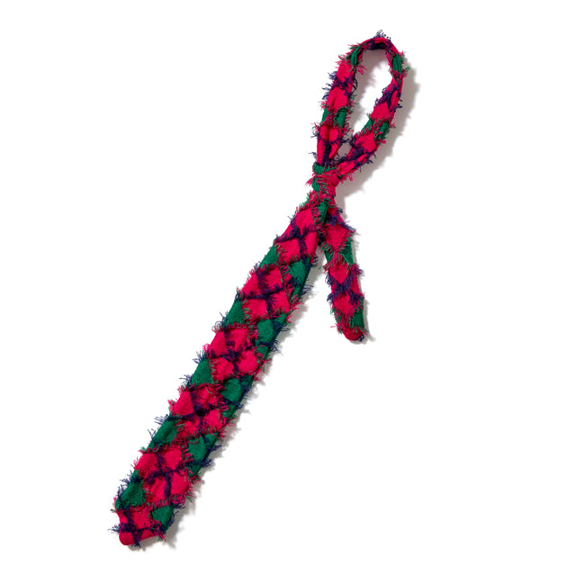 FRINGE JACQUARD KNIT TIE -PINK-
