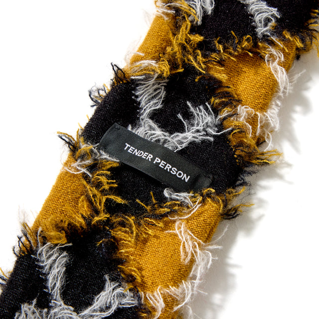 FRINGE JACQUARD KNIT TIE -YELLOW-