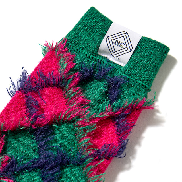 FRINGE JACQUARD SOCKS -PINK-