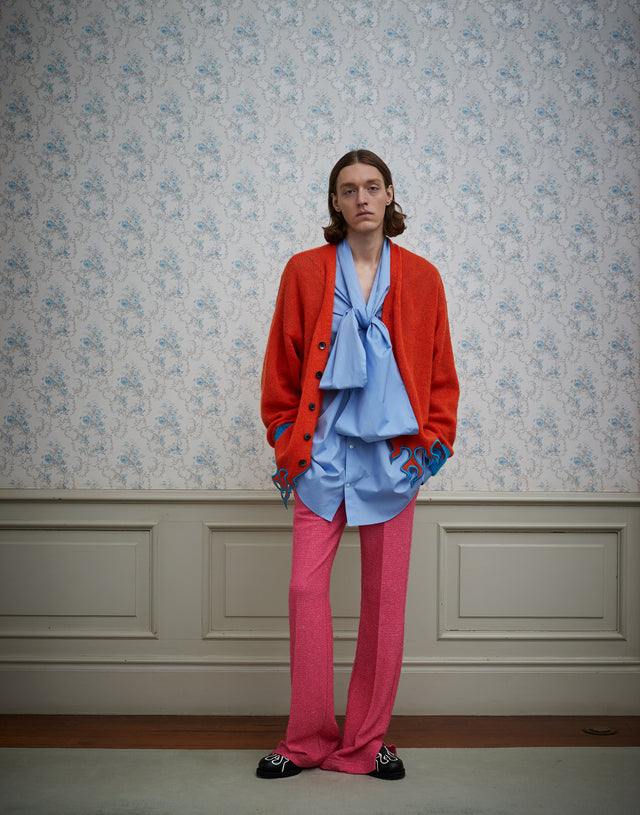 FRONT RIBON SHIRT / BLUE