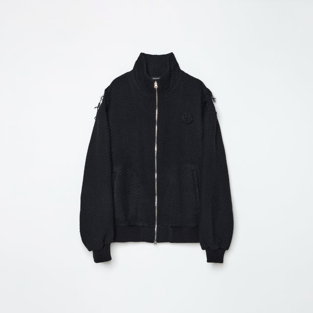 HONEYCOME ZIP UP JACKET -BLACK-