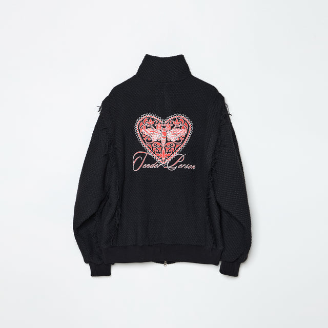 HONEYCOME ZIP UP JACKET -BLACK-