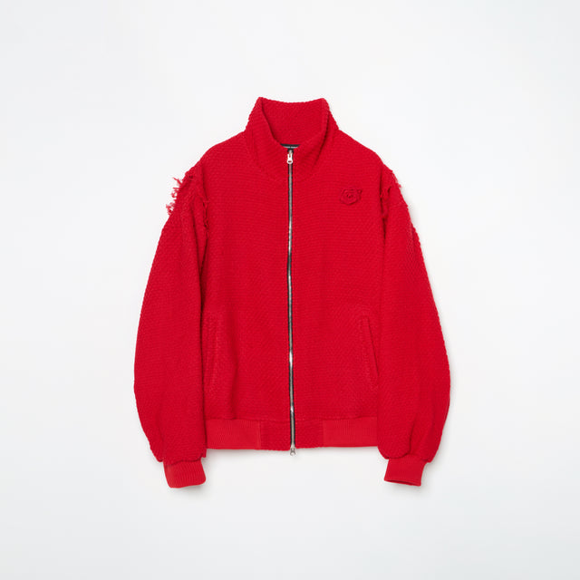 HONEYCOME ZIP UP JACKET -RED-