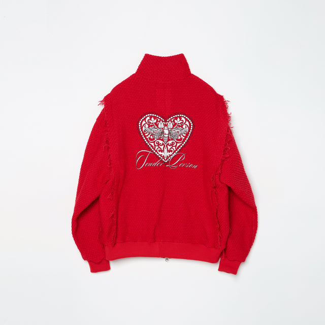HONEYCOME ZIP UP JACKET -RED-