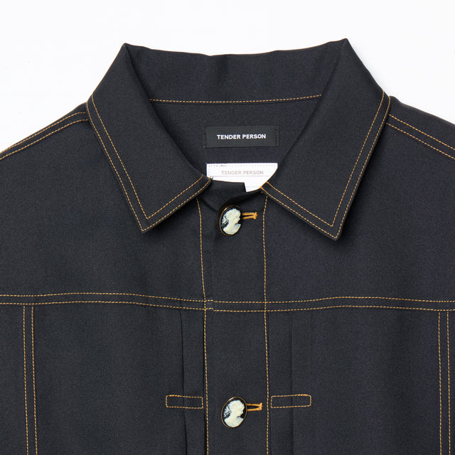 ANTIQUE KAMEO TRUCKER JACKET -BLACK-