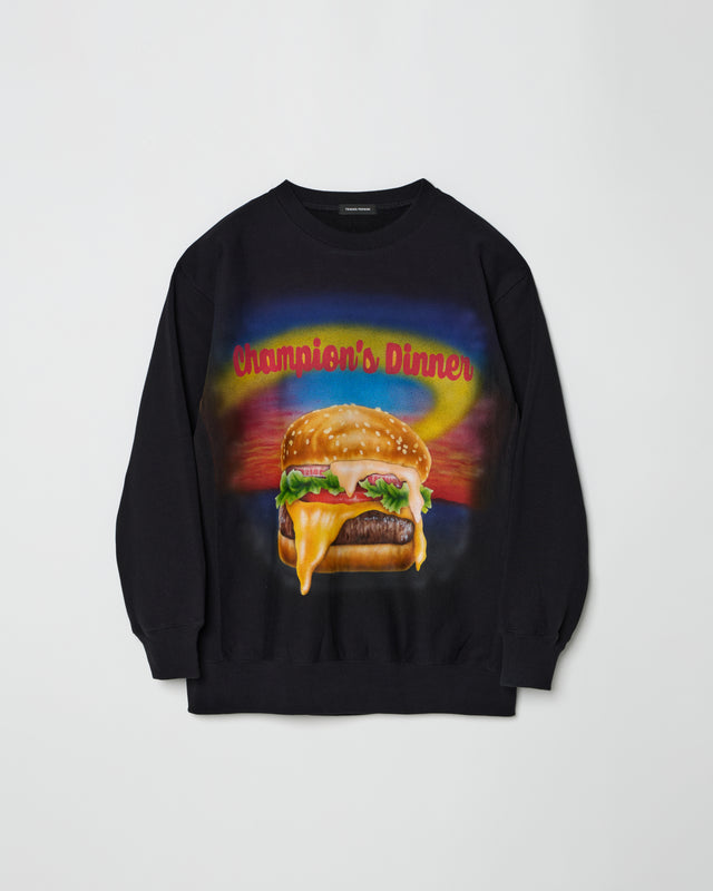 HAMBURGER PAINTING SWEAT PULLOVER -BLACK-