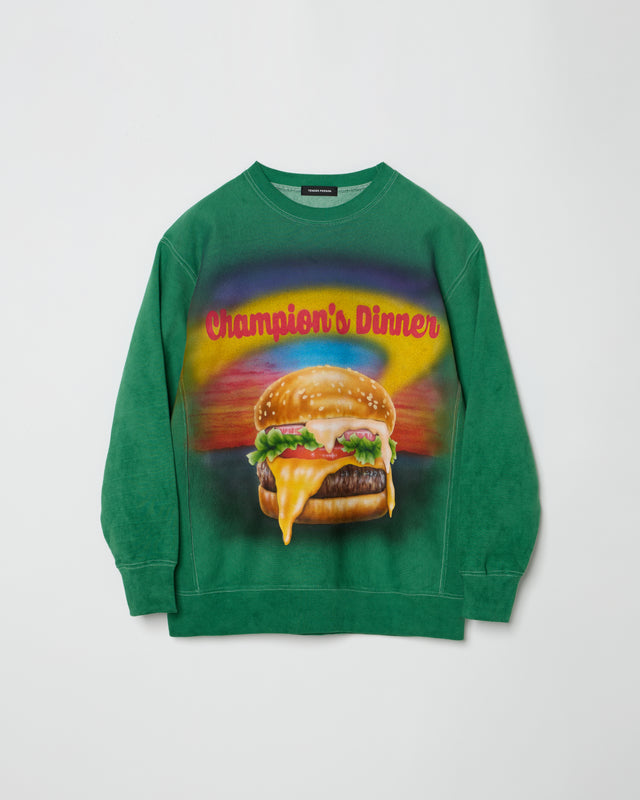 HAMBURGER PAINTING SWEAT PULLOVER -GREEN-