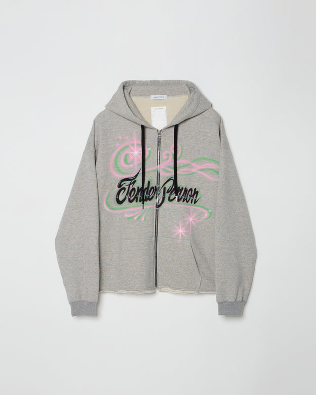 AIRBRUSHED ZIP UP HOODIE -GREY-