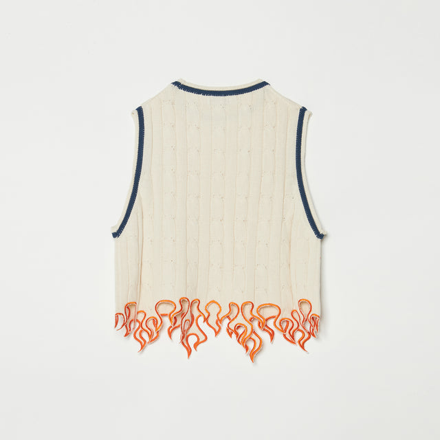FLAME KNIT VEST / WHITE