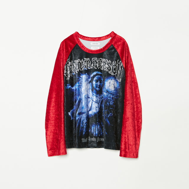 VELOUR RAGLAN LONG TEE / RED × BLACK
