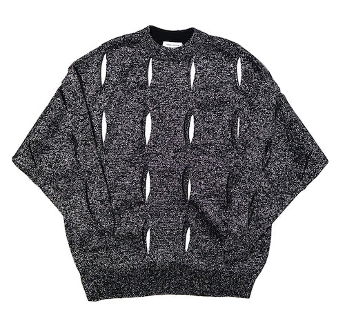CUTTING KNIT PULLOVER / BLACK