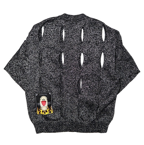 CUTTING KNIT PULLOVER / BLACK