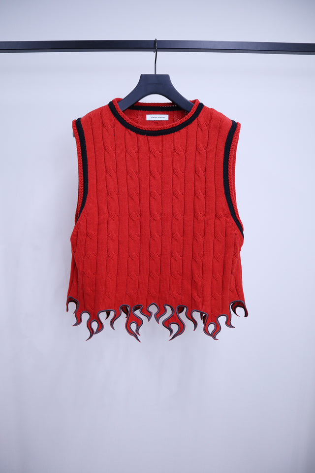 FLAME KNIT VEST / RED