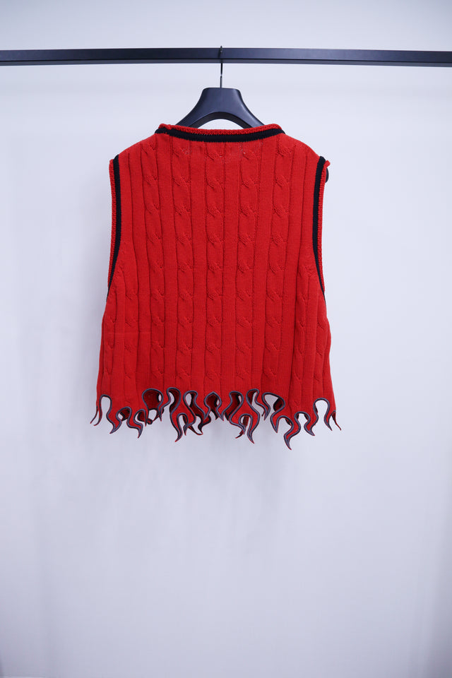 FLAME KNIT VEST / RED