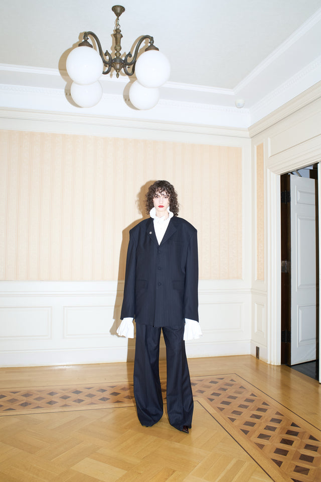 WIDE TROUSERS -BLACK STRIPE-