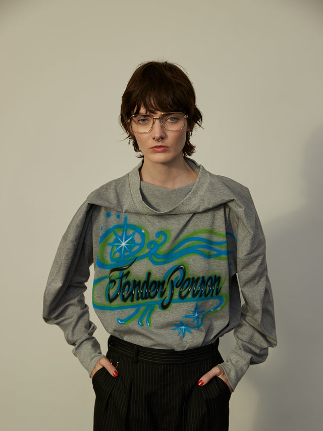 AIRBRUSHED LONG TEE / GRAY