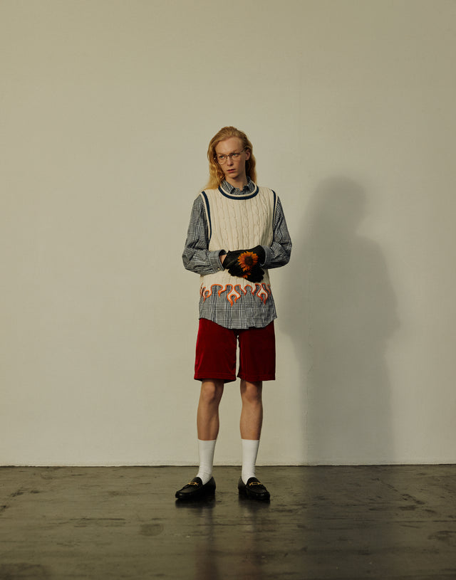 FLAME KNIT VEST / WHITE