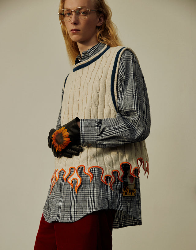 FLAME KNIT VEST / WHITE