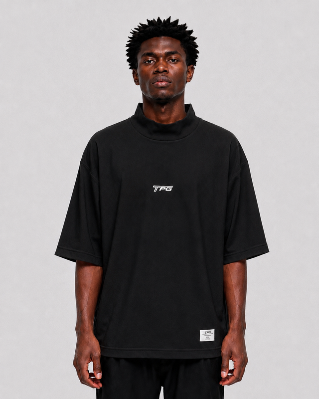 TPG MOCKNECK TEE -BLACK-