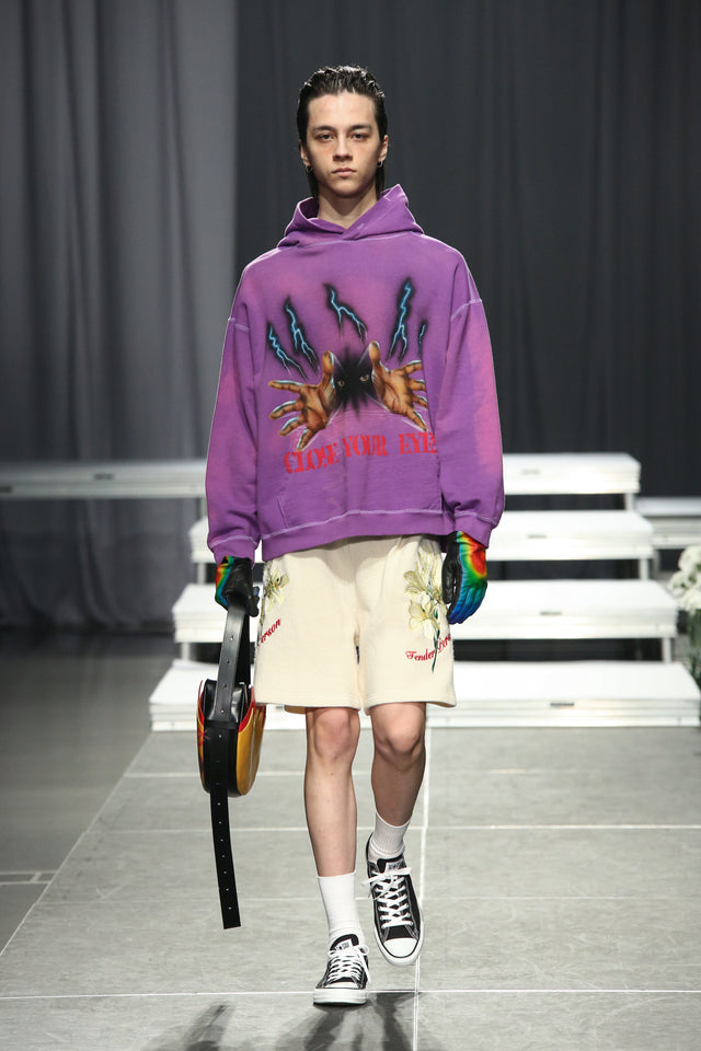 PIGMENT-DYE HOODIE / PURPLE