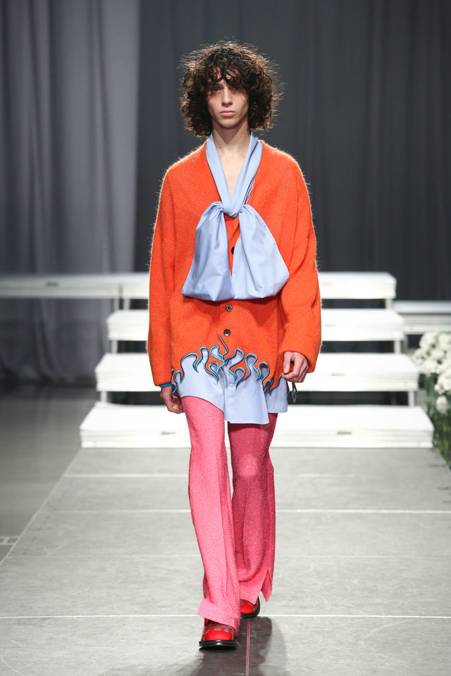 FRONT RIBON SHIRT / BLUE