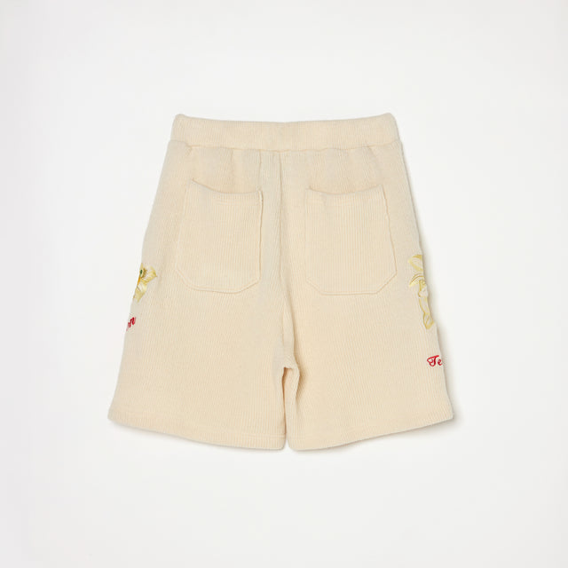 WHITE LILY EMBROIDERY SHORT PANTS / WHITE