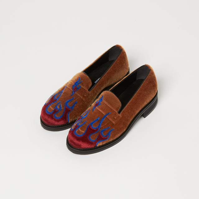 FLAME PATTERN LOAFER / BROWN