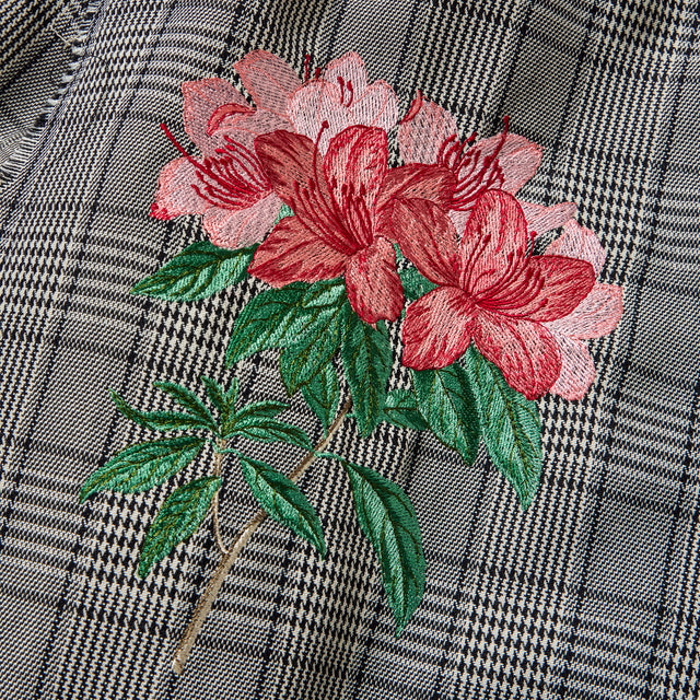 AZALEA EMBROIDERY TRUCK JACKET -GLEN CHECK-