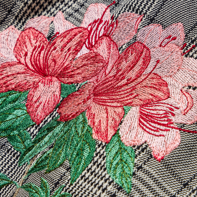 AZALEA EMBROIDERY TRUCK JACKET -GLEN CHECK-