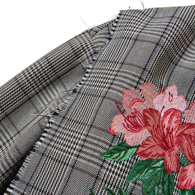 AZALEA EMBROIDERY TRUCK JACKET -GLEN CHECK-