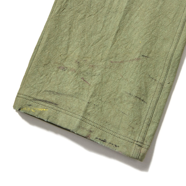 SUN DRYING AGING PAINTER PANTS -OLIVE GREEN-