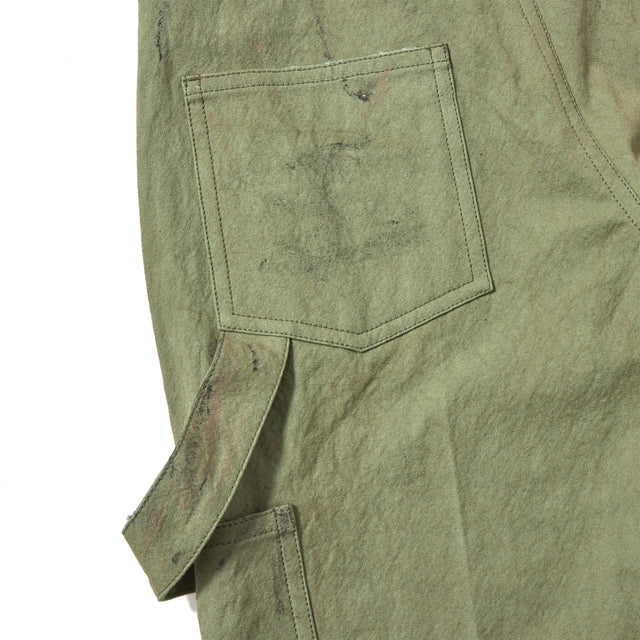 SUN DRYING AGING PAINTER PANTS -OLIVE GREEN-