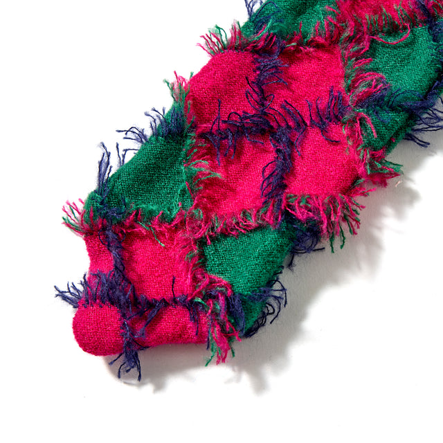 FRINGE JACQUARD KNIT TIE -PINK-