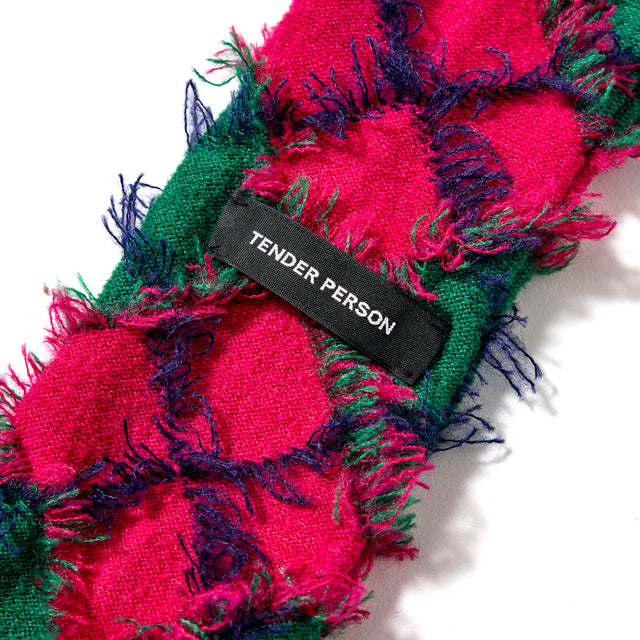 FRINGE JACQUARD KNIT TIE -PINK-