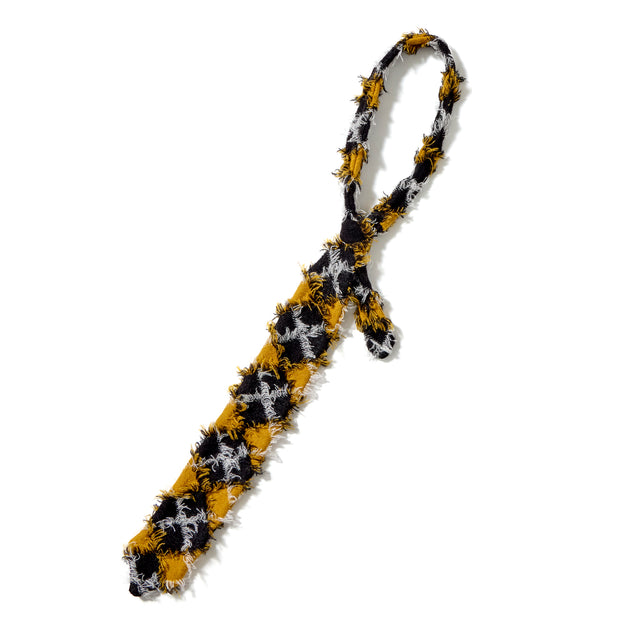 FRINGE JACQUARD KNIT TIE -YELLOW-