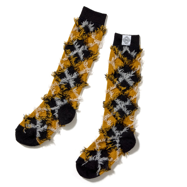 FRINGE JACQUARD SOCKS -YELLOW-