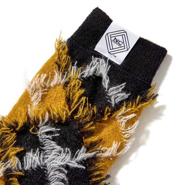FRINGE JACQUARD SOCKS -YELLOW-