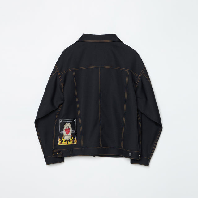 ANTIQUE KAMEO TRUCKER JACKET -BLACK-