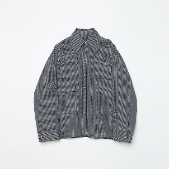 ROSE CHECK 4POCKET SHIRT /BLACK