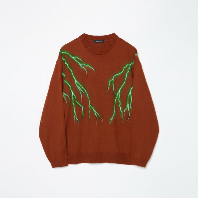 LIGHTING PAINTING KNIT PULLOVER -BROWN-