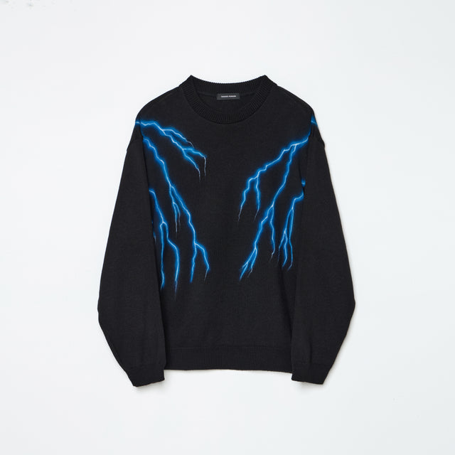 LIGHTING PAINTING KNIT PULLOVER -BLACK-