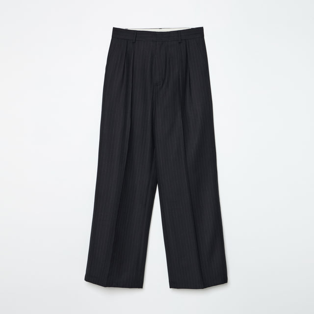 WIDE TROUSERS -BLACK STRIPE-
