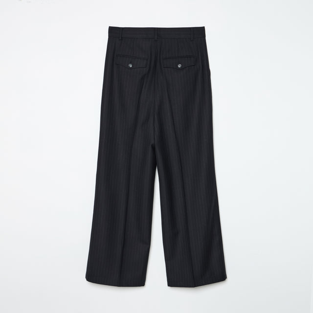 WIDE TROUSERS -BLACK STRIPE-